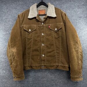 Levis Vintage Corduroy Sherpa Trucker Jacket Brown Made in USA 70531-1138 Mens L